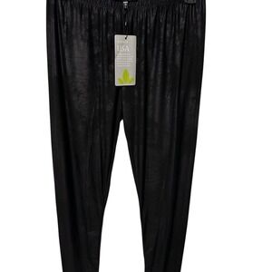 LBISSE Womens Black Faux Leather‎ Leggings Distressed High Rise Made in USA L